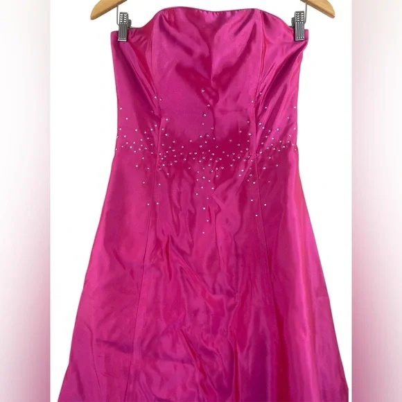 Vintage Jessica McClintock Strapless Maxi Gown Dress Y2K Prom Bling Rhinestone - Picture 3 of 9